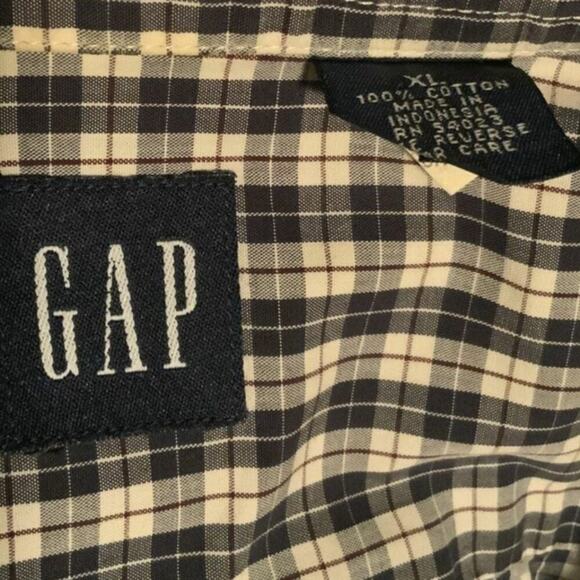 GAP Shirt Mens Size Extra Large Short Sleeves Button Down Multicolor Plaid Top - Picture 7 of 8